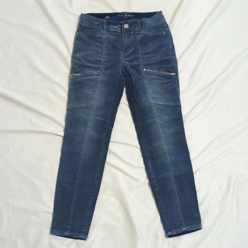 WHBM Everyday Soft High-Rise Skinny Corduroy Pants, Color Blue Size 00S